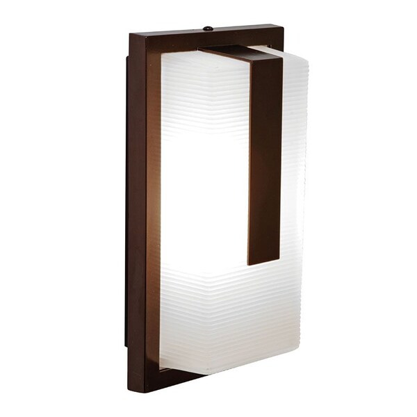 Neptune, 1 Light Outdoor LED Wall Mount, Bronze Finish, Ribbed Frosted Glass